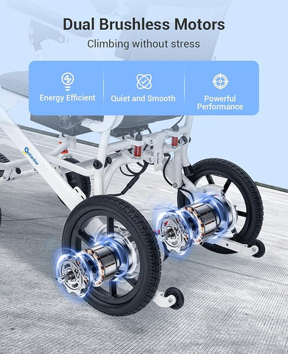 Aotedor Electric Wheelchairs for Adults,22 Miles Long Travel Range with 2 Lithium Batteries All Terrain Power Wheelchair,Ultra Lightweight 39Lbs Folding Compact Motorized Wheelchair,Airline Approved