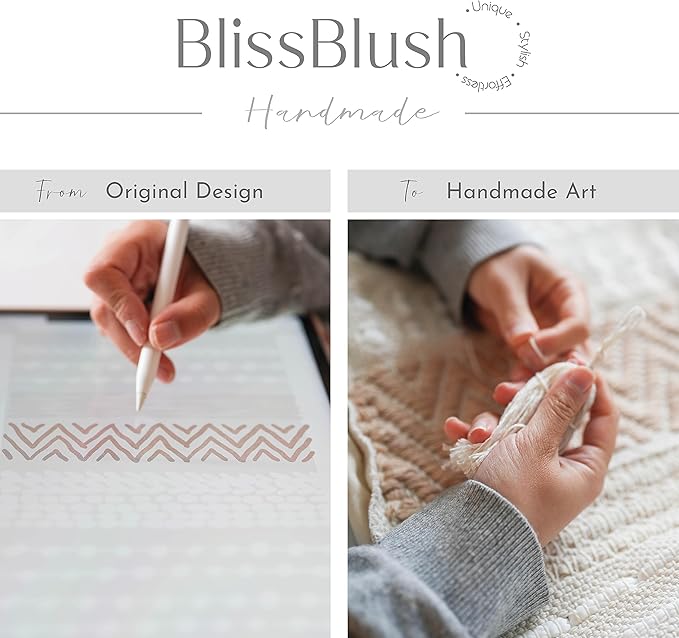 BlissBlush Gray Decorative Throw Pillow Cover 22X22, Boho Accent Pillow for Couch, Square Modern Farmhouse Pillowcase for Living Room Couch Sofa Cushion Home Décor (Pack of 1)