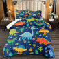 Dinosaur Comforter Set for Boys, Cartoon Dinosaur Bedding Set Queen Size, Cute Blue Pattern Dinosaurs Comforter Sets for Kids Teens Soft Breathable All Season Quilt 3Pcs with 2 Pillowcases