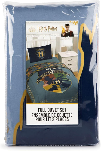 Jay Franco Duvet Cover Set – 3 Piece Comforter Cover and Sham Set, Super Soft Cozy Kids Bedding (Insert Not Included) Blue - Harry Potter, Full
