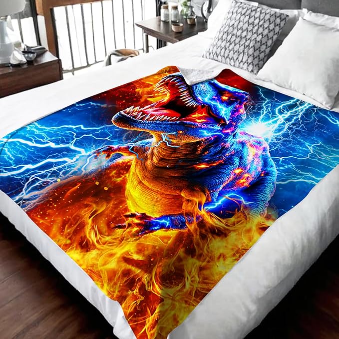 Dinosaur Blanket for Boys Kids Throw Blankets Gift - 50x60 Inches Cozy Soft Cool Dinosaur Decor Throw for Sofa Chair Couch Bed Office