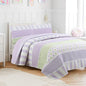 Cozy Line Home Fashions Lavender Green Stripe Dots Girl 100% Cotton Reversible Quilt Bedding Set, All-Season Coverlet Bedspread (Purple Dots, Twin - 2 Piece)