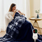 Heated Electric Blanket Throw Size - 50"x60" Flannel Heating Blanket with 10 Heating Levels & 5 Time Settings Over-Heat Protection, Winter Warmer for Adults with ETL Certification（Navy Blue）