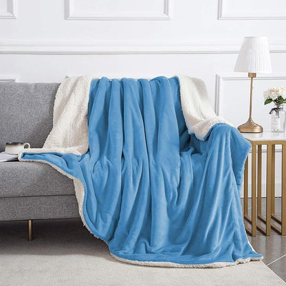 IR Imperial Rooms Sherpa Fleece Throw Blanket Twin Size for Couch - Thick and Warm Fluffy Light Blue Blankets for Winter, Soft and Fuzzy Twin Blanket for Bed, 60x80 Inches