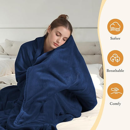 Electric Heated Blanket 72"x84" Full Size - 4 Heat Levels, 10H Auto Shut Off, Ultra-Soft Coral Fleece Heated Blanket with Overheat Protection, Fast Heating, Machine Washable - Dark Blue