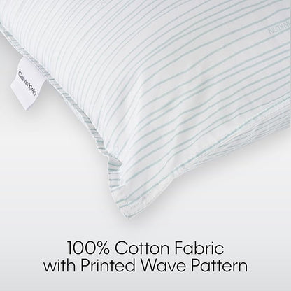 Calvin Klein Wave Print 20" x 36" King Size Set of 2 Bed Pillows for Sleeping, White