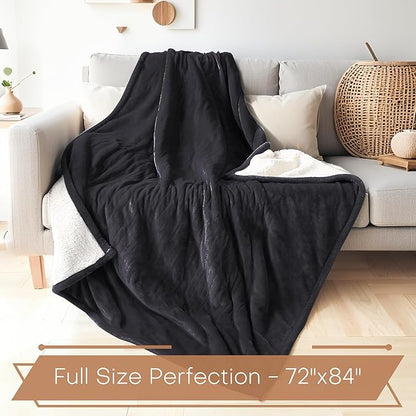 Electric Heated Blanket 72"x84" Full Size - Flannel & Sherpa Fabric Dual-Sided, 6 Heat Settings & 1-10 Hours Auto Off, Soft & Cozy Warming Throw for Home, Office, or Bed, Machine Washable, Iron Gray