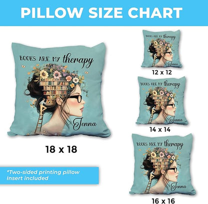 Hyturtle Personalized Book Pillow (Insert Included) Gifts for Book Lovers, Reading Club Librarian Gifts for Girls Women on Birthday Christmas, Custom Name Couch Cushion Decor Throw Pillow Keepsake