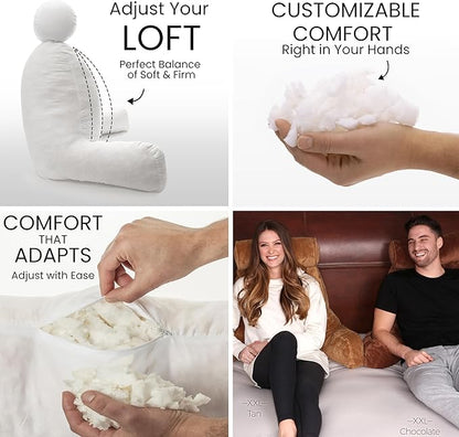 Husband Pillow XXL - Reading Pillow Bed Chair with Arms & Back Support - Chocolate - Back Pillow for Bed Sitting Up - Bed Rest Arm Pillow - Comfy Reading Pillow for Adults
