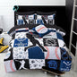 A Nice Night Sports Geometric Grid Black Patchwork Baseball Printed for Boys Queen 6Pcs Bed in A Bag Comforter Bedding Set,Blue