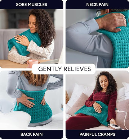 GENIANI XL Electric Heating Pad for Back Pain & Cramps Relief, Electric Throw, Birthday Christmas Gifts for Women, Men Auto Shut Off, Machine Washable, Heat Pad for Neck & Shoulder (Viridian Green)