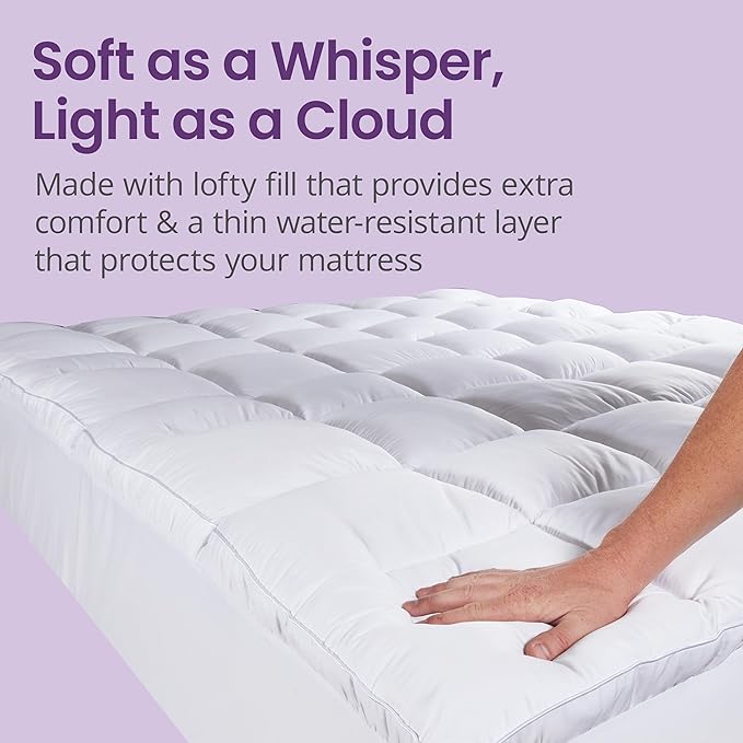 SafeRest CloudGuard - King Size Hybrid Mattress Protector & Pad (Extra Padded) - Waterproof Quilted Pillow Top Mattress Cover - Thick, Plush & Fitted Mattress Topper for Bed
