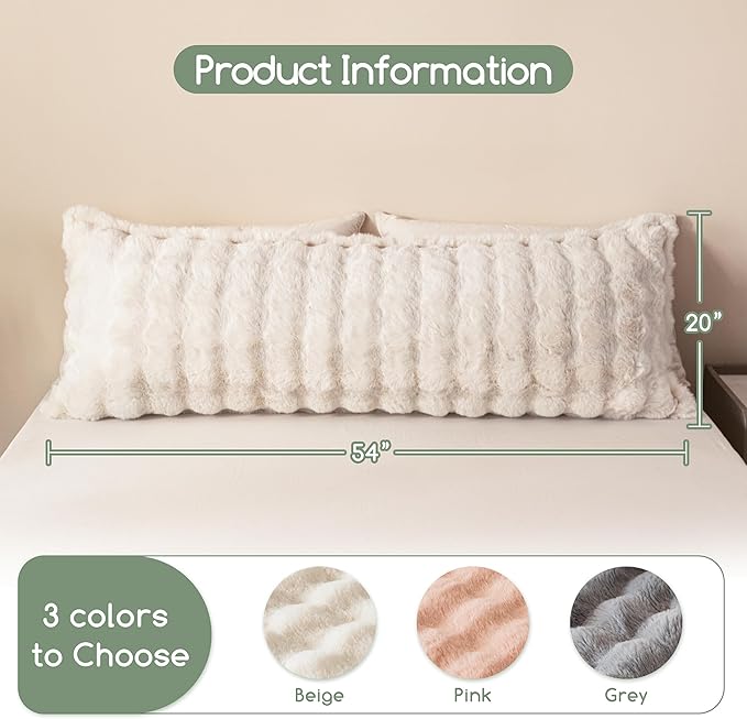 HIGOGOGO Memory Foam Body Pillow, Extra-Long Bed Pillow for Adults, Thickened Full Body Pillow with Removable Pillow Cover(20x54 Inch)