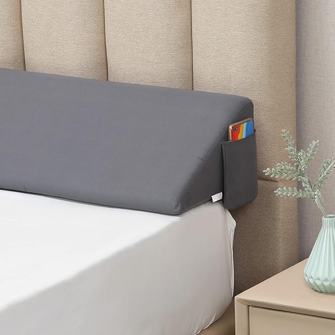 Vekkia Full Size Bed Wedge Pillow/Headboard Pillow Wedge/Mattress Wedge,Bed Gap Filler to Close Gap (0-6") Between Headboard and Mattress (Gray 54"x10"x6")