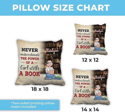 Hyturtle Personalized Book Pillow (Insert Included) Gifts for Girl Women - Book Lover Gifts for Women - Birthday Gifts for Book Lovers Librarian - Custom Name Sofa Couch Cushion Home Decor Pillow