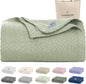 Cloud Scape Linen 100% Cotton Blanket King Size for Bed – Heavy & Soft, All Season, Winter Layering Blanket, Herringbone Weave, Best Gift for Christmas, fits Up to Cal King, 92x108, Seafoam
