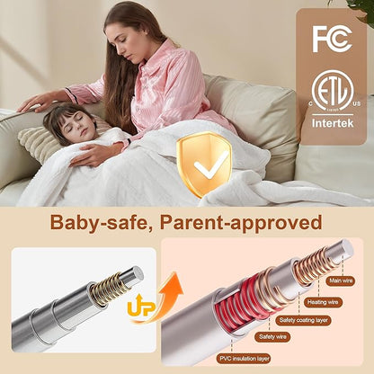 Electric Blanket Heated Twin Size, Ultra-Soft 62" x84" Heating Blankets, Fast, Even & Efficient Heating, 1-12 Hours Auto-Off and 6 Heatin Settings, UL Listed for Safety, Warm Gift for Grandma