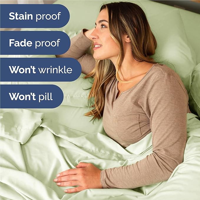 Full 6 Piece Sheet Set - Comfy Breathable & Cooling - Ultra-Soft Hotel Luxury Bedding Set with 8-16 Inch Deep Pockets - 1 Flat & 1 Fitted Sheet & 4 Pillowcases - Wrinkle Free & Easy Care - Light Sage