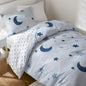 Intelligent Design Kids Cosmos Twin Size Duvet Set – Blue Star and Moon Tufted Chenille, Reversible 2-Piece Bedding with Star Pillow