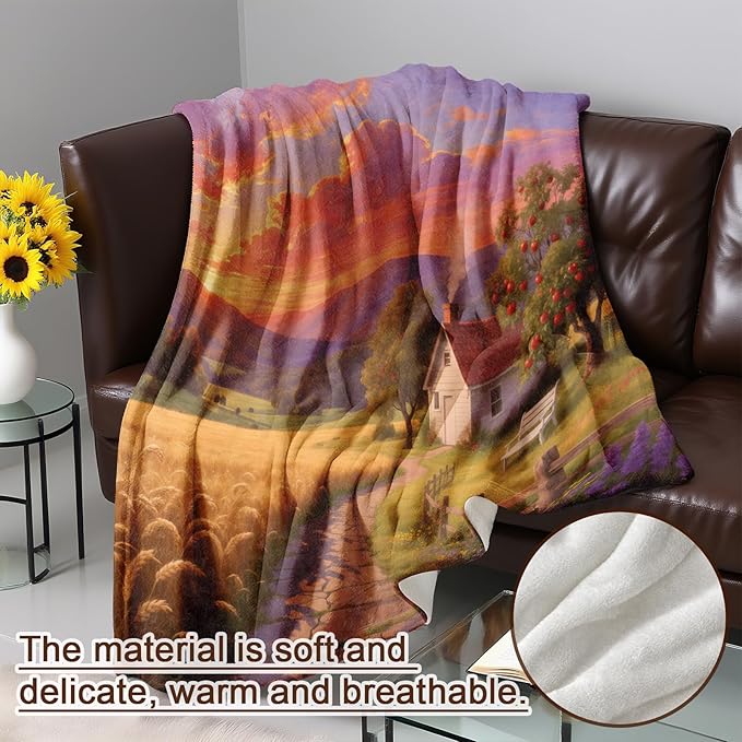 Moth Moon Blanket Gifts for Boys Girls Kids, Mystical Celestial Warm Soft Flannel Throw Blankets for Travel, Sofa, Living Room, Bedroom Decor, 60x80 in