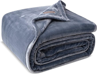 Mellowdy Extra Thick Hearty Plush Flannel Blanket (Dark Grey, 60x80) - 500GSM Twin Size Warm Blanket for Winter, Fall | Soft, Fluffy, Cuddly, Perfect for Bed, Oversized Throw for Couch, Sofa