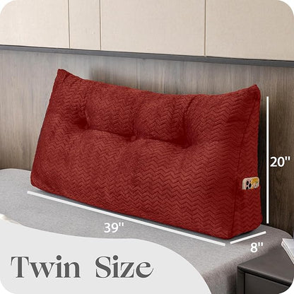 Large Bolster Triangular Headboard Wedge Backrest Positioning Support Bed Rest Reading Pillows Headboard Wedge Pillows for Day Bed with Removable Cover