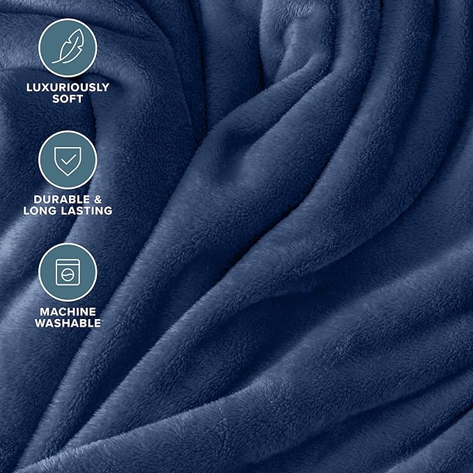 Bare Home Fleece Blanket - Twin/Twin Extra Long - Ultra-Soft Lightweight for Bed, Sofa, and Couch - Luxury Microplush - Cozy Warm Blanket (Twin/Twin XL, Dark Blue)