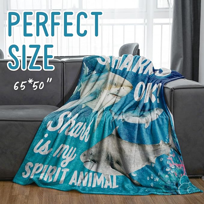 Shark Blanket for Shark Lovers, Throw Flannel Blanket 50"x 65"