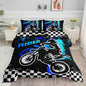 Kids Comforter Set Motocross Printed Pattern Bedding Set with 1 Comforter and 2 Pillowcases for Girls Boys Bedroom All Season(Motocross02 Queen)