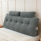 YOUR MOON Large Wedge Headboard Pillow Queen for Back with 2 Roll Pillows, Faux Fur Backrest Cushion with Shredded Memory Foam, Triangular Wedge Reading Pillow for Bed Sitting Up Sleeping, Gray