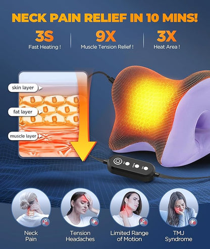 Graphene Magnetic Neck Stretcher for Deeper Pain Relief, Instant Heating Pad Cervical Traction Device Pillow, Neck Massager for TMJ Tension Muscle Migraine, Relax for Women, Mom, Men