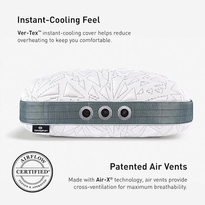 Bedgear Storm Cuddle Curve Performance Pillow - Size 2.0 - Cooling Bed Pillow for Side Sleepers - Medium Firmness- Washable and Removable Cover - 20" W x 26" L