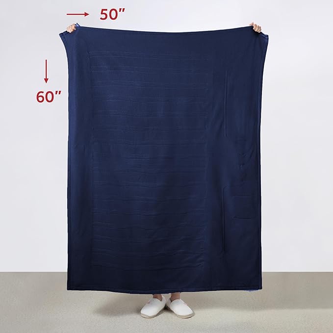 Sunbeam Electric Throw Royal Luxe Microplush Heated Blanket, 4 Heat Settings, 4-Hour Auto Shut-Off, Fast Heating, Warm and Cozy, Admiral Blue Color, 50" x 60"