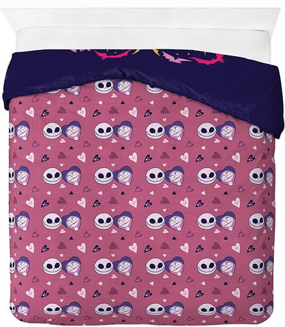 Jay Franco Duvet Cover Set – 3 Piece Comforter Cover and Sham Set, Super Soft Cozy Kids Bedding (Insert Not Included) Purple - Nightmare Before Christmas, Full