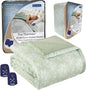 Thermee Micro Flannel Heated Blanket with Sherpa Back, 10-Setting Programmable Electric Blanket, Ultra-Soft Heated Throw Toile Celery Green