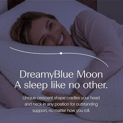 DreamyBlue Moon Pillow • Adjustable Loft, Luxury Cover, Shredded Memory Foam • for Back, Side and Combination Sleepers • Neutral Alignment for All • CertiPUR-US Certified Foam (King)