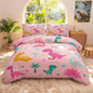 Peopleareok Cartoon Dinosaur Comforter Set Twin (68x86 Inch) for Boys, 2 Pieces Dinosaur Bedding Set for Girls Teens, Super Soft Lightweight for All Seasons, Includes 1 Comforter and 1 Pillowcase