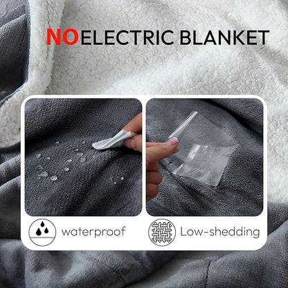 NANPIPER Sherpa Blanket Warm Blankets for Winter Super Soft Fuzzy Flannel Fleece/Wool Like Reversible Velvet Plush Couch Blanket Lightweight(Grey Throw Size 50"x60")