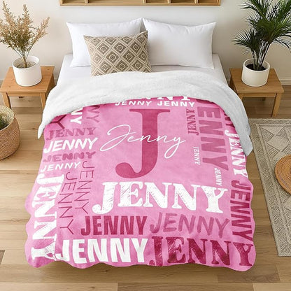 Personalized Blankets for Teen Boys Girls - Printed in USA Custom Blanket with Kid Names Reversible Plush Ultra-Soft Sherpa Fleece Monogrammed Baby Throw Blankets Customized Birthday Gifts for Adults