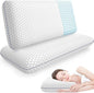 Memory Foam Pillows for Side, Back and Stomach Sleepers, Set of 2, Bed Pillow with Washable Cover and Breathable Mesh, Bed Pillow for Sleeping (Grey，King Size)