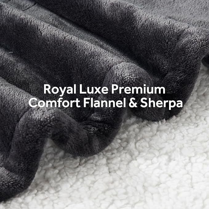 Heated Blanket Electric Blanket King Size Soft Flannel Sherpa, 6 Heat Levels Fast Heating, 2 to 10 Hours Auto-Off Detachable Controller Machine Washable, Grey 100"x90"