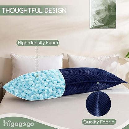 HIGOGOGO Body Pillow for Adults, Thickened Memory Foam Long Bed Pillow, Breathable Full Body Pillow with Removable Pillow Cover (20x54 Inch)