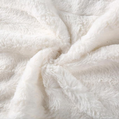 Electric Heated Blanket Throw Size 50" x 60", Super Cozy Warmth Soft with 4 Heating Levels & 10 Hours Auto Off, Plush Faux Fur, Machine Washable, Home Office Use, Striped White