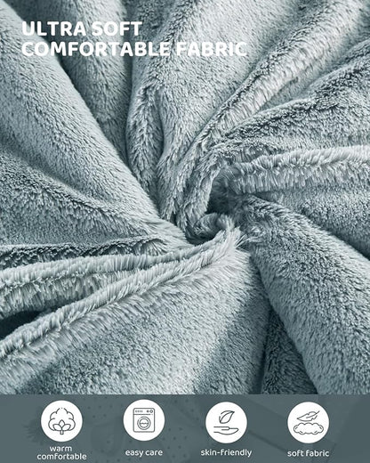 Heated Blanket Full Size Electric Blanket, Faux Fur Heat Blanket, Super Soft Cozy Heating Blanket with 9 Heating Levels & 1-9 Hours Auto Off, Fast Heating & Overheat Protection, 72" x 84", Gray