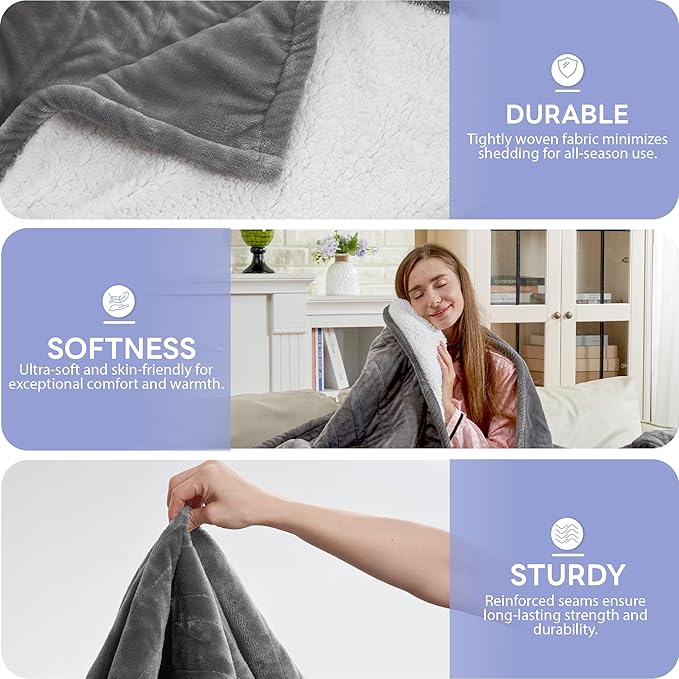 Heated Blanket Electric Blanket Full Size 84"x72" Fast Heating Electric Blanket with 12 Hours Auto-Off and 6 Heating Settings Overheat Protection Cozy Soft Flannel Heated Throw Blanket ETL-Certified
