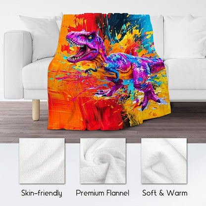 Dinosaur Blanket - Blankets for Boys - 30x40 Inches Dinosaur Gifts Soft Flannel Kids Throw for Couch, Bed