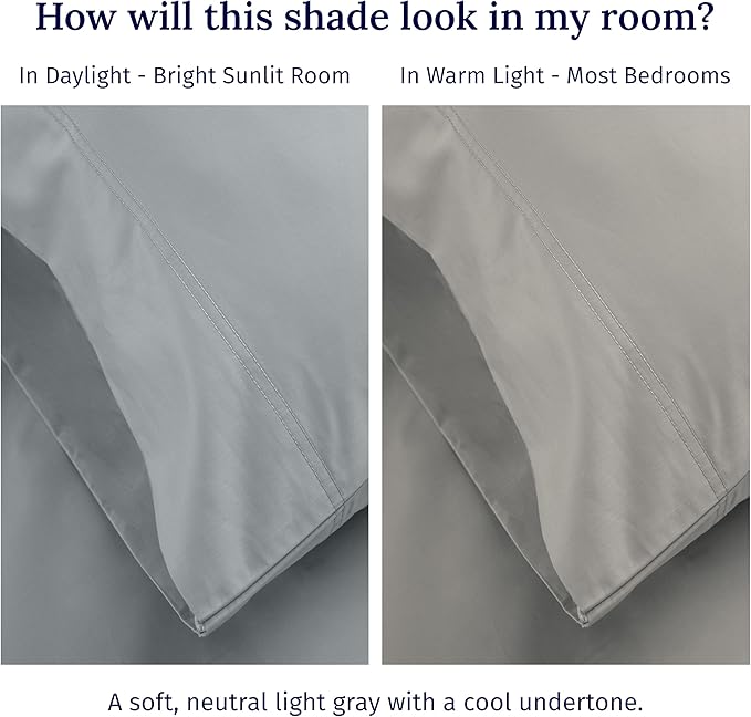 California Design Den Queen Size Sheet Set - Luxury 600 Thread Count Sateen, 100% Cotton Sheets, Deep Pockets with All Around Elastic for a Snug Fit, Hotel Quality Bedding Set - Light Grey