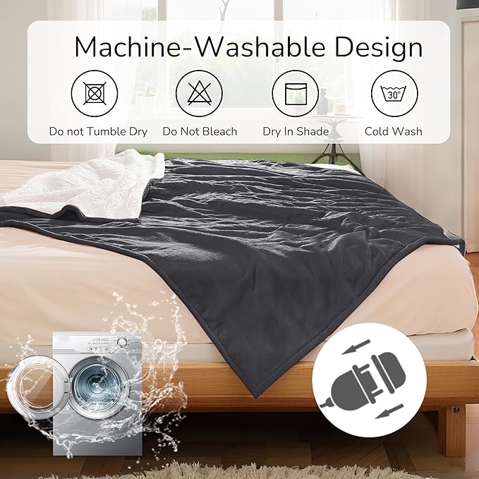 Electric Heated Blanket 72"x84" Full Size - Dual-Sided with Microplush & Sherpa Fabric, 4 Heat Settings & 10 Hours Auto Off, Machine Washable - Iron Gray