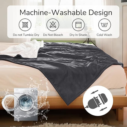 Electric Heated Blanket Queen Size 84"x90" - Dual-Sided with Microplush & Sherpa Fabric, 4 Heat Settings & 10 Hours Auto Off, Machine Washable - Iron Gray