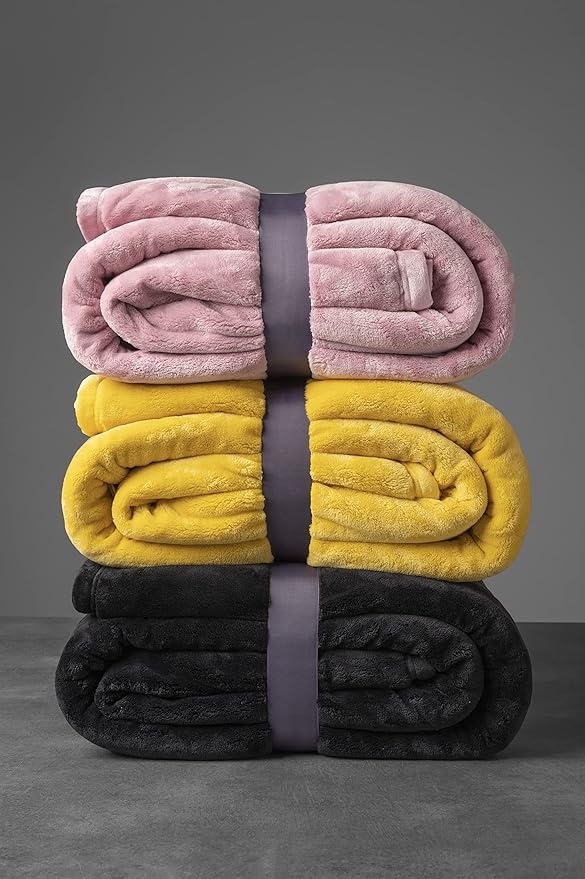 Mellowdy Extra Thick Hearty Plush Flannel Blanket (Brushed Pink, 60x80) - 500GSM Twin Size Warm Blanket for Winter, Fall | Soft, Fluffy, Cuddly, Perfect for Bed, Oversized Throw for Couch, Sofa